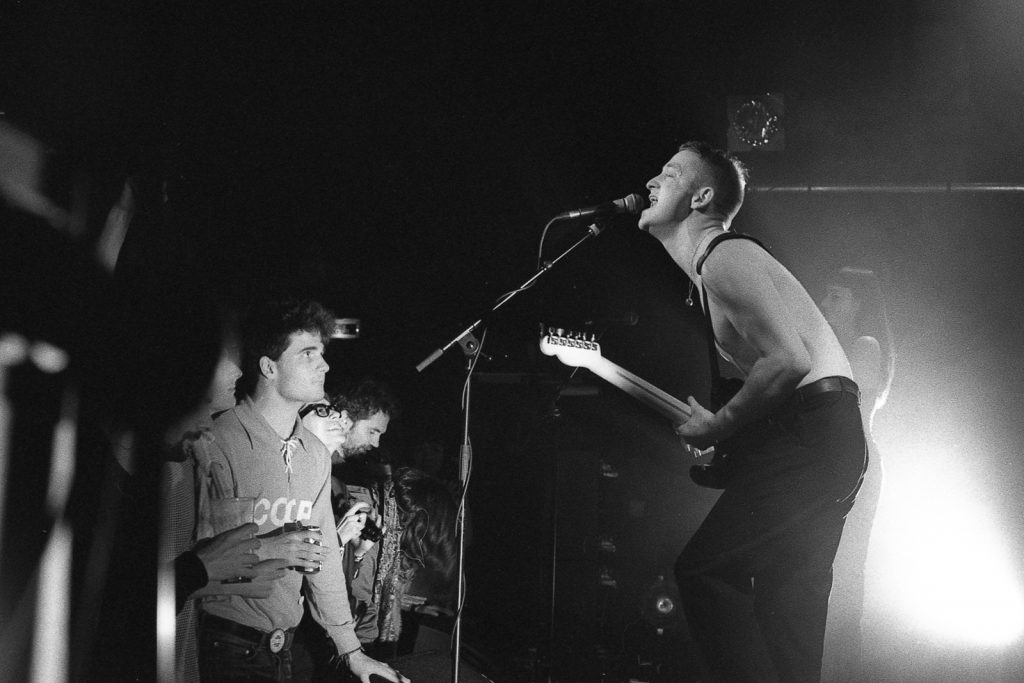 Black and white film photo of The Amazing Scissorheads in concert taken on HP5+