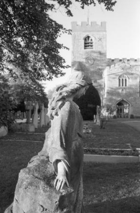 Angel by a tombstone
