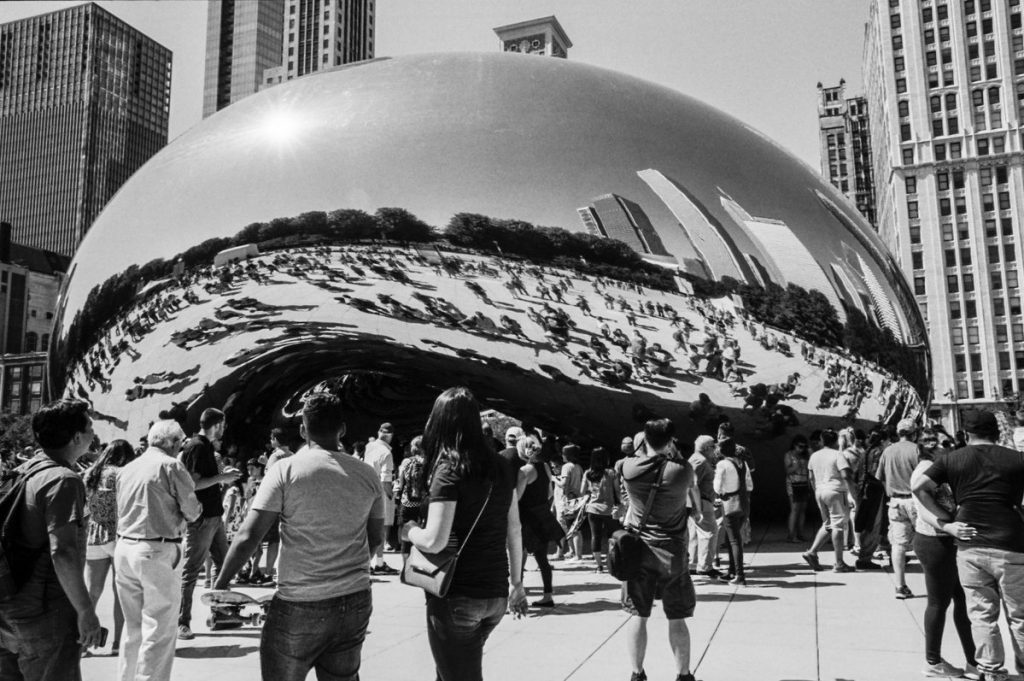 black and white photo of The Bean! by @adiw1202