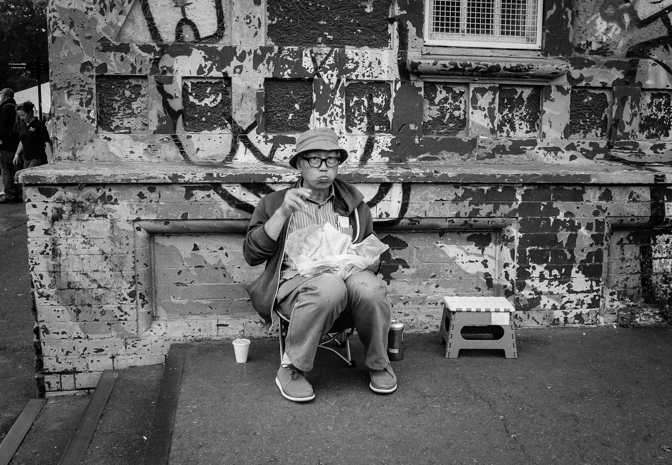 Eating Lunch shot on Delta 400 by Gerry Walden