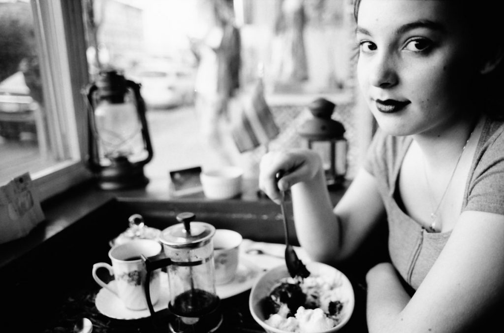 @phall715 Daughter at the Dessert Cafe, 2017. #ilfordfridayfavourites #family FP4 and Ilfosol. #olympus #om1