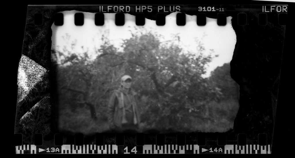 Black and white film image shot in a apple pinhole using ILFORD HP5+ film by Derek Mann