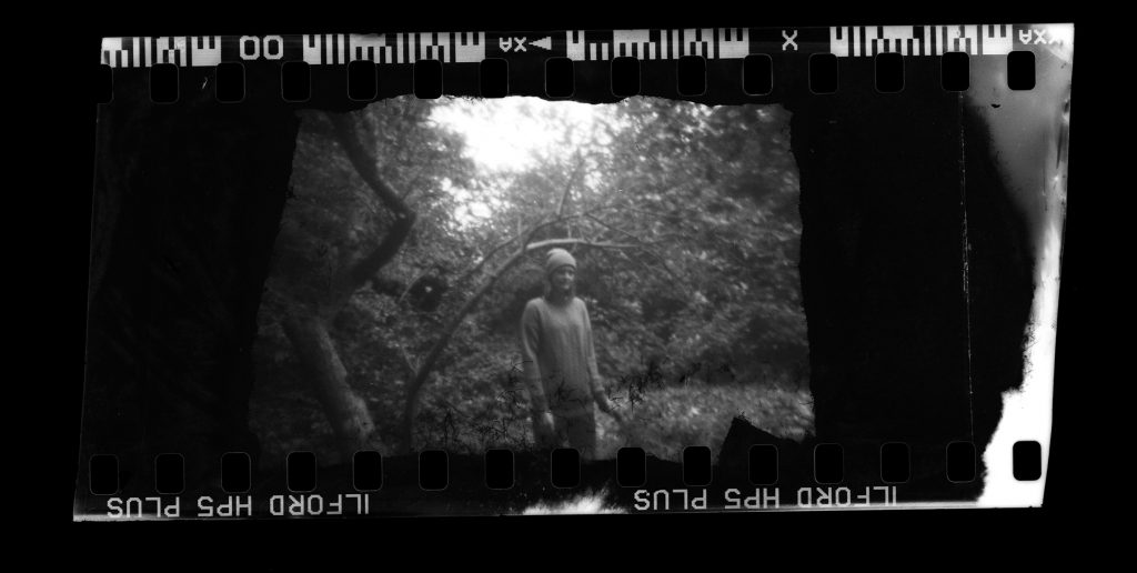 Black and white film image shot in a apple pinhole using ILFORD HP5+ film by Derek Mann