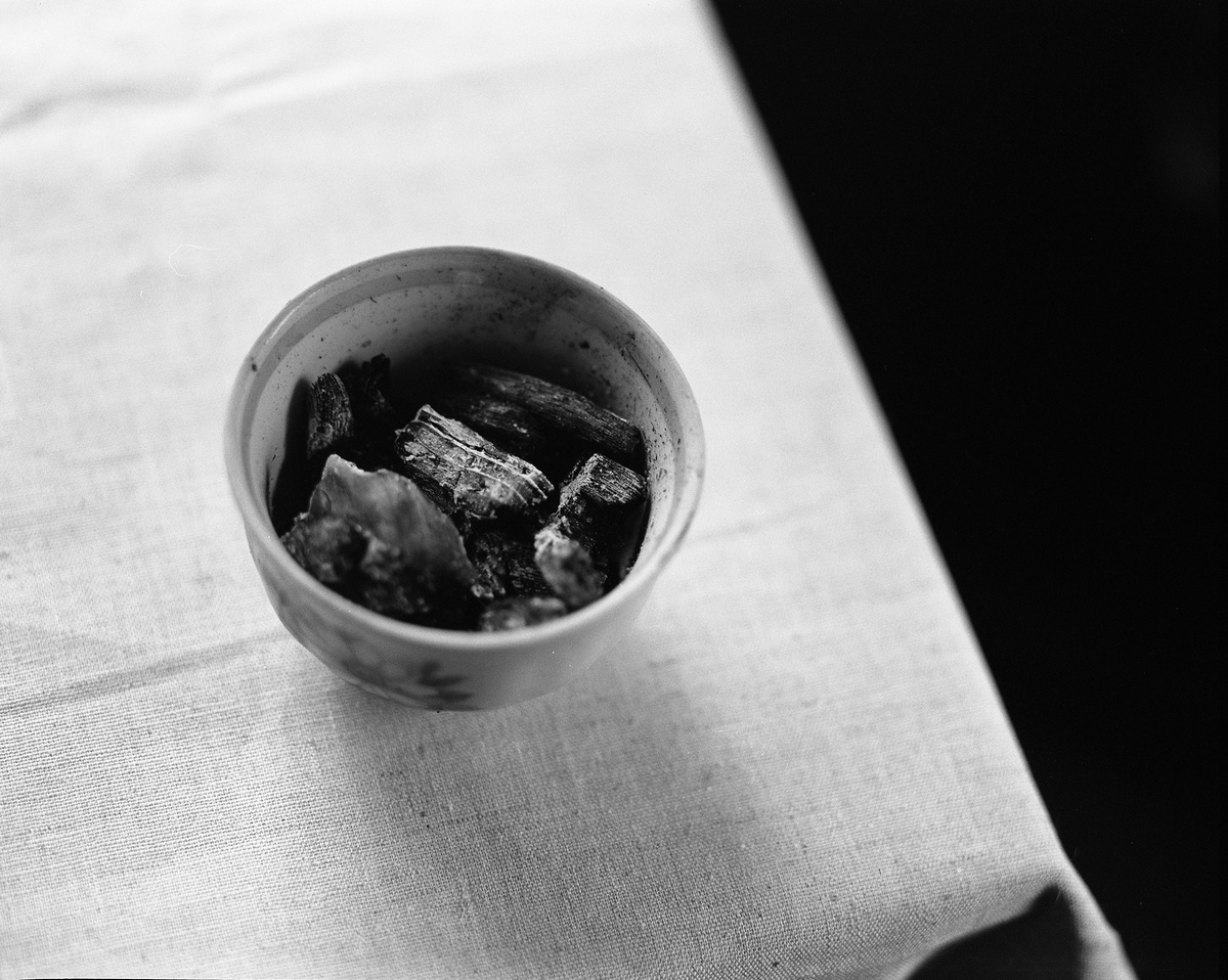 Black and white film image of Belarus traditional healer by Siarhiej Leskiec 