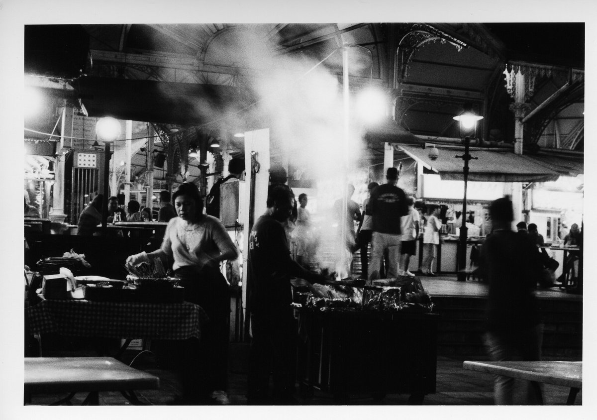 @debrawilsonsays Oct 11 Hootlet More Street food cooked and eaten on the street at the Lau Pa Sat Festival Market Singapore #fridayfavourites #urban @ILFORDPhoto #ishootfilm