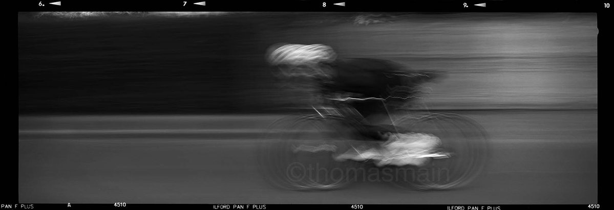 @thomas_main Oct 15 Hootlet More Cyclist for #ilfordphoto #fridayfavourites #speed shot on #ilfordpanf with a #fujifilm #GX617 panoramic camera.