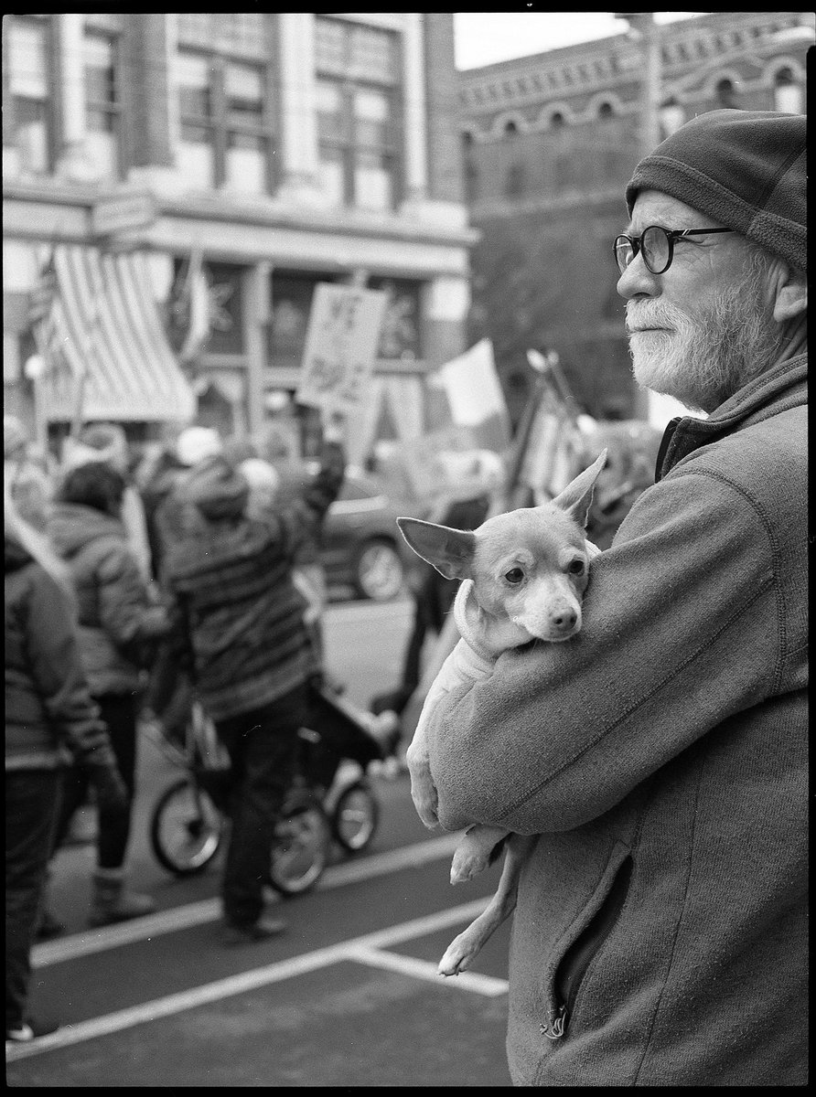 @LoreHealy  Jan 30 Hootlet More #believeinfilm #ilfordphoto #fridayfavourites #street #hp5 Women’s March, PT Townsend WA, ?Fuji645zi