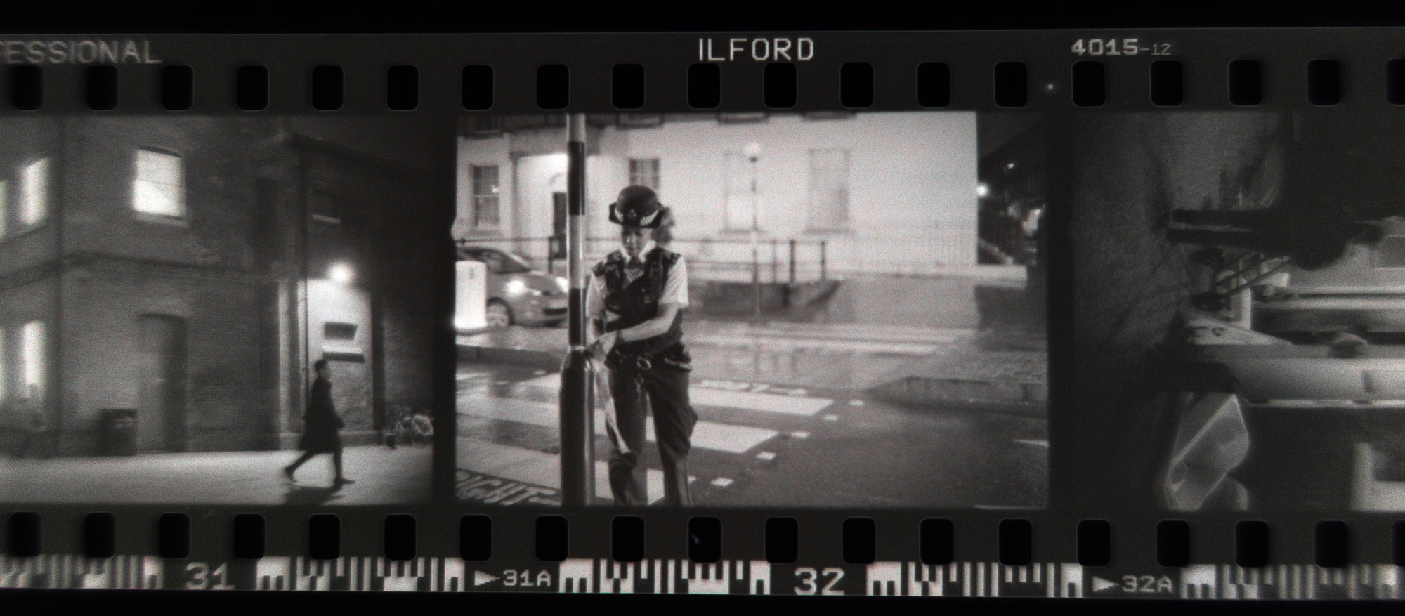 Black and white negative shot on ILFORD Delta 3200 film by Simon King