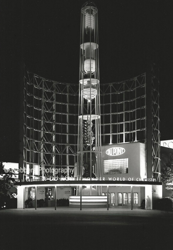 “Nite Lab” – my Dad’s image of the DuPont Pavilion at the 1939 New York World’s Fair