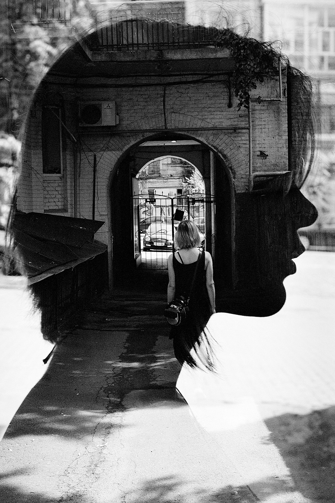 black and white double exposure shot on film Image by Shchukin Nikita