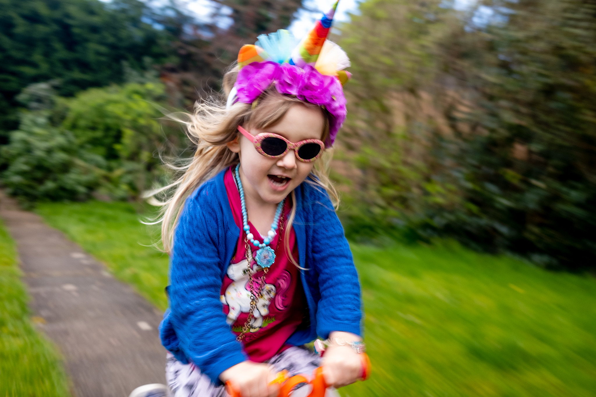 A digital photo (sorry) or my kid playing in the garden.