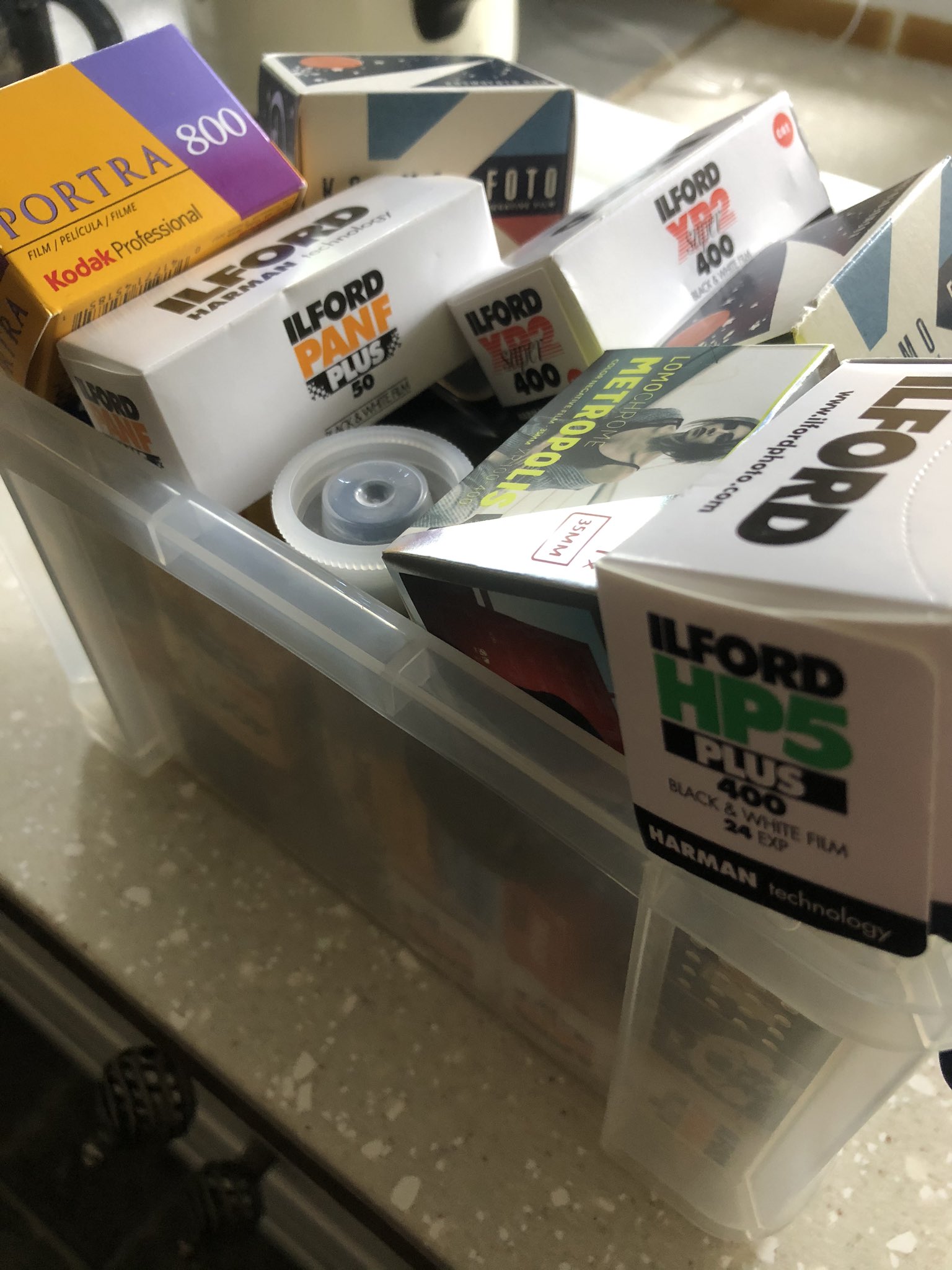 @aitchclarke Replying to @ILFORDPhoto Here’s my stash box of roll film! There’s also a Polaroid box and a pack film box Smiling face with smiling eyes #ilfordphoto #fridayfavourites #filmrollsnotloorolls