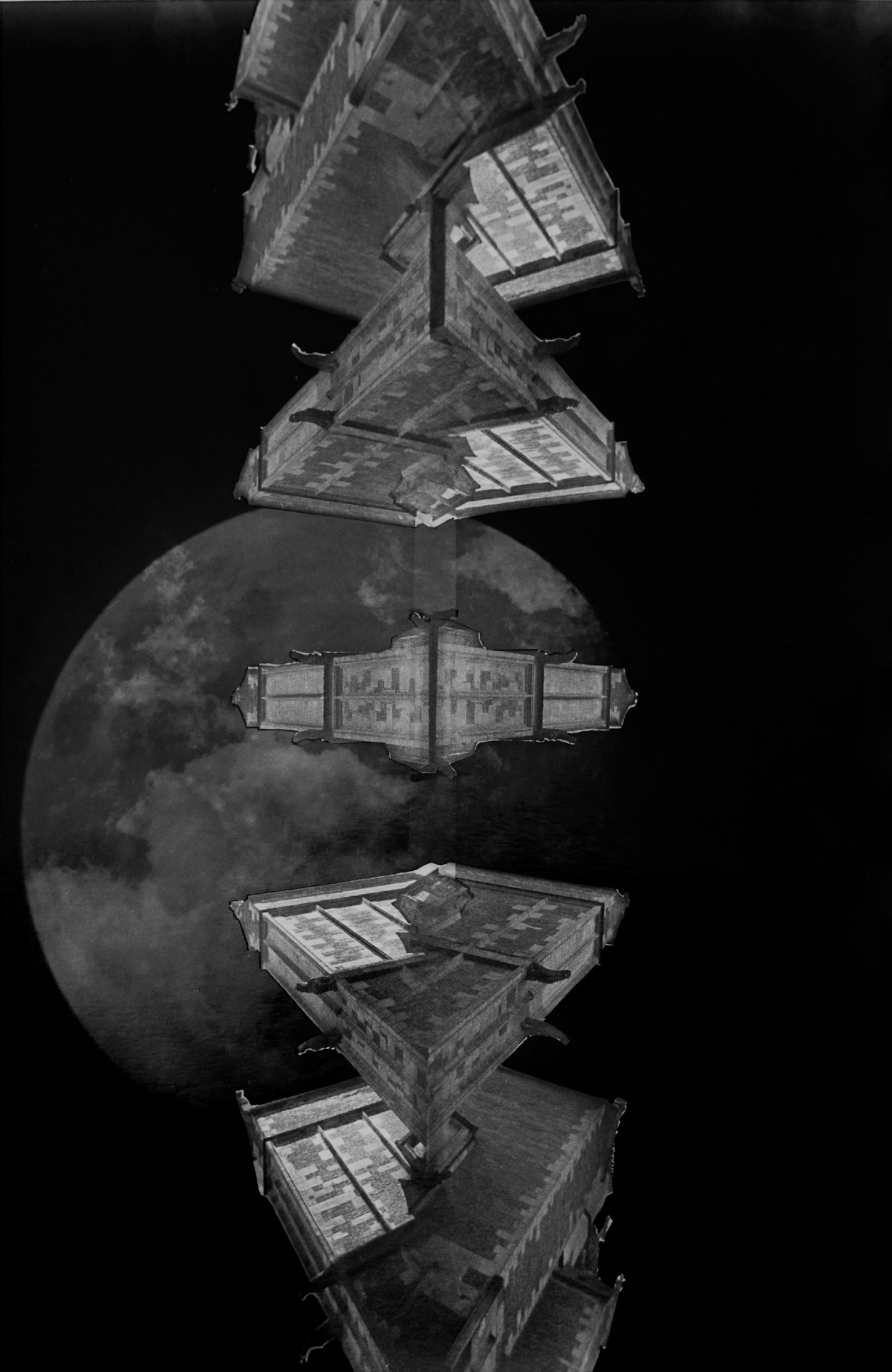 Fleet Web by David Allen (“Space Triptych: Split level | Fleet | Tesseract Kazoo” Moon negatives by Richard Davies)