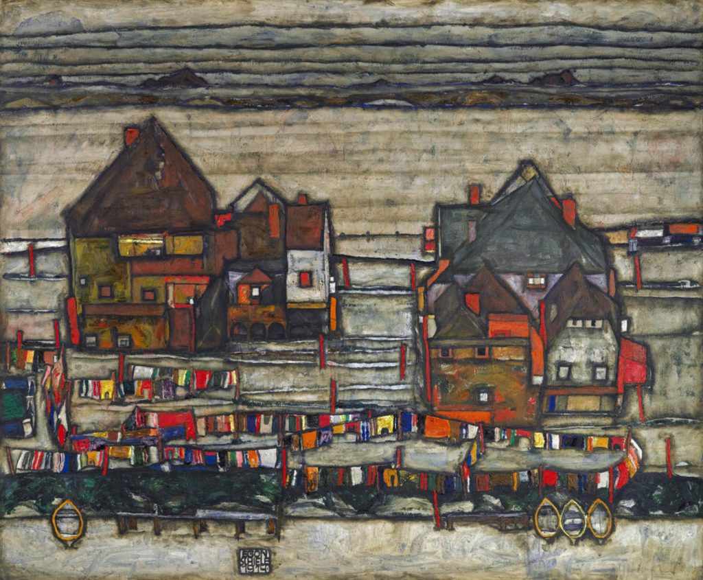 Egon-Schiele-Häuser-mit-bunter-Wäsche-1914