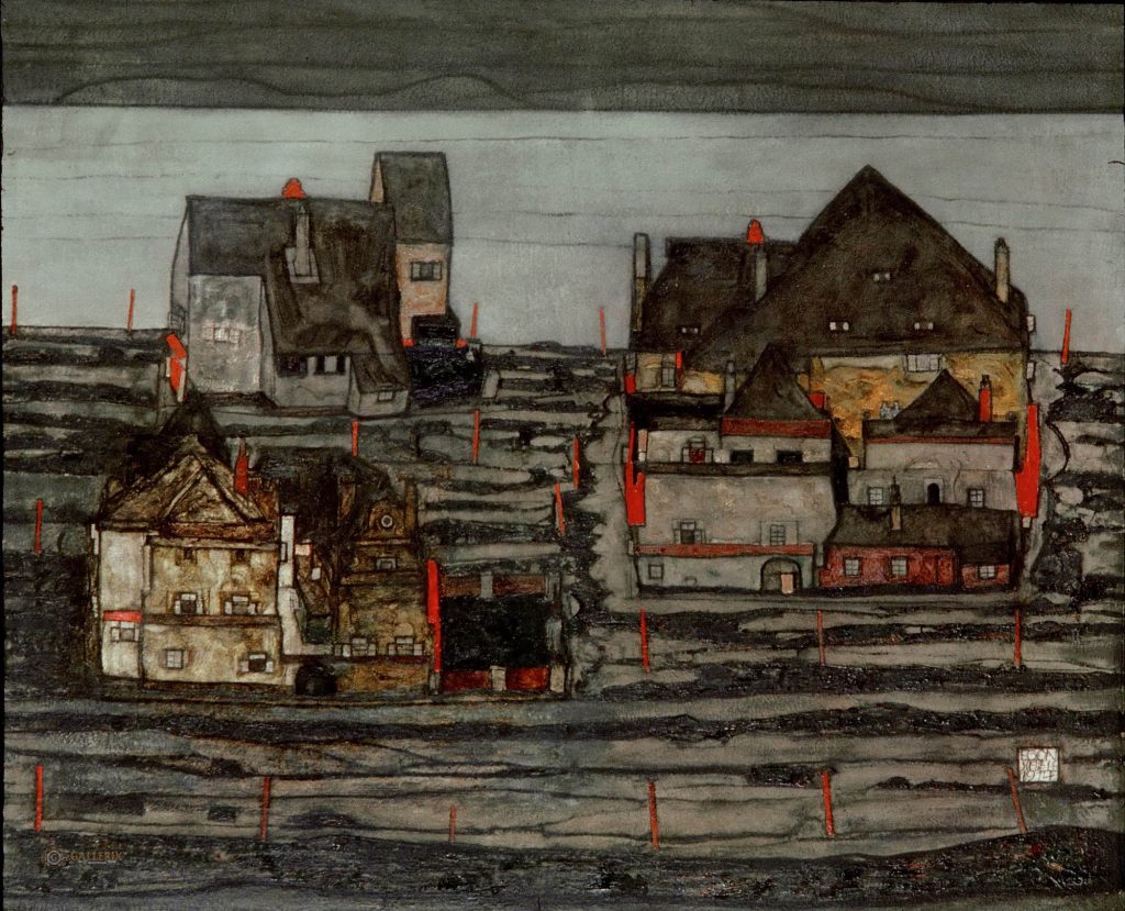 Egon Schiele, ‘Vorstadt’, 1914, oil on canvas