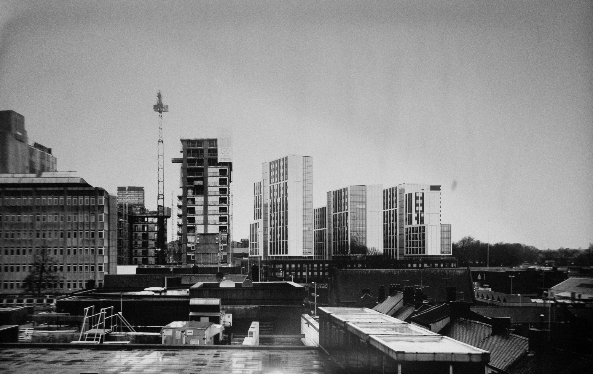 Evolution of a city - Ilford MGRC Paper negative + contact print 3ft x 4ft  - Camera Obscura in ‘The Row’ Coventry