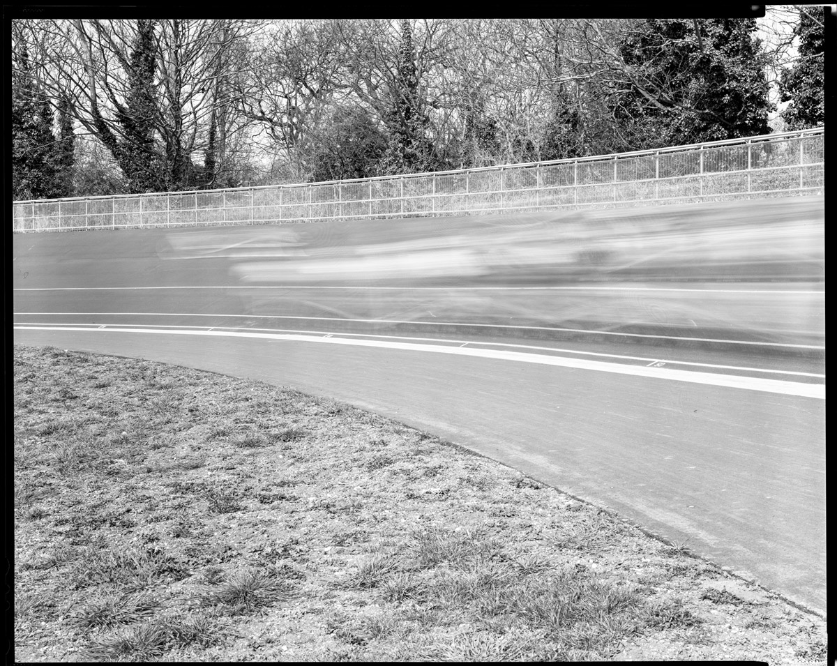 velodrome track shot on black and white delta100 film by Matt Ben Stone