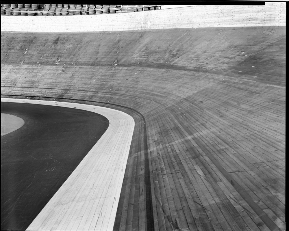 velodrome track shot on black and white delta100 film by Matt Ben Stone