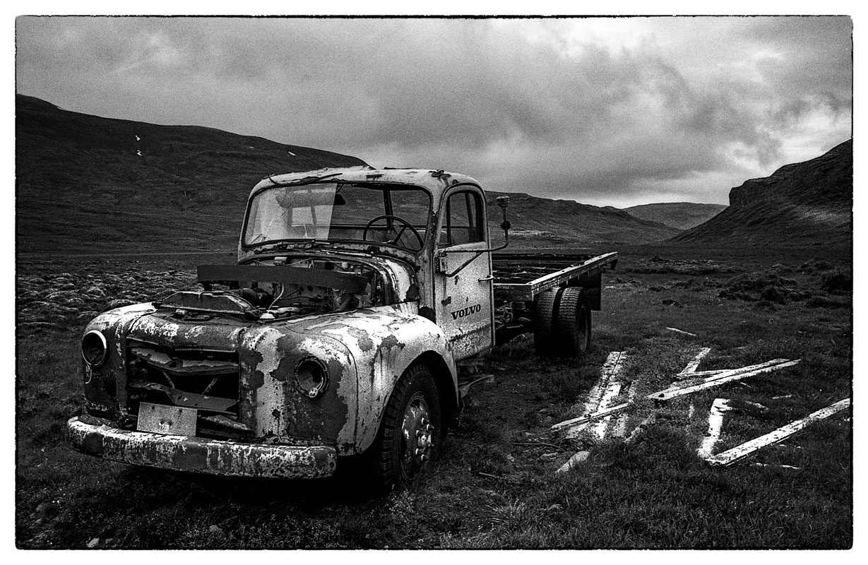 Volvo's a state - 3am on a mountain in Iceland, Olympus OM1, HP5+ at iso 800 ©David Collyer