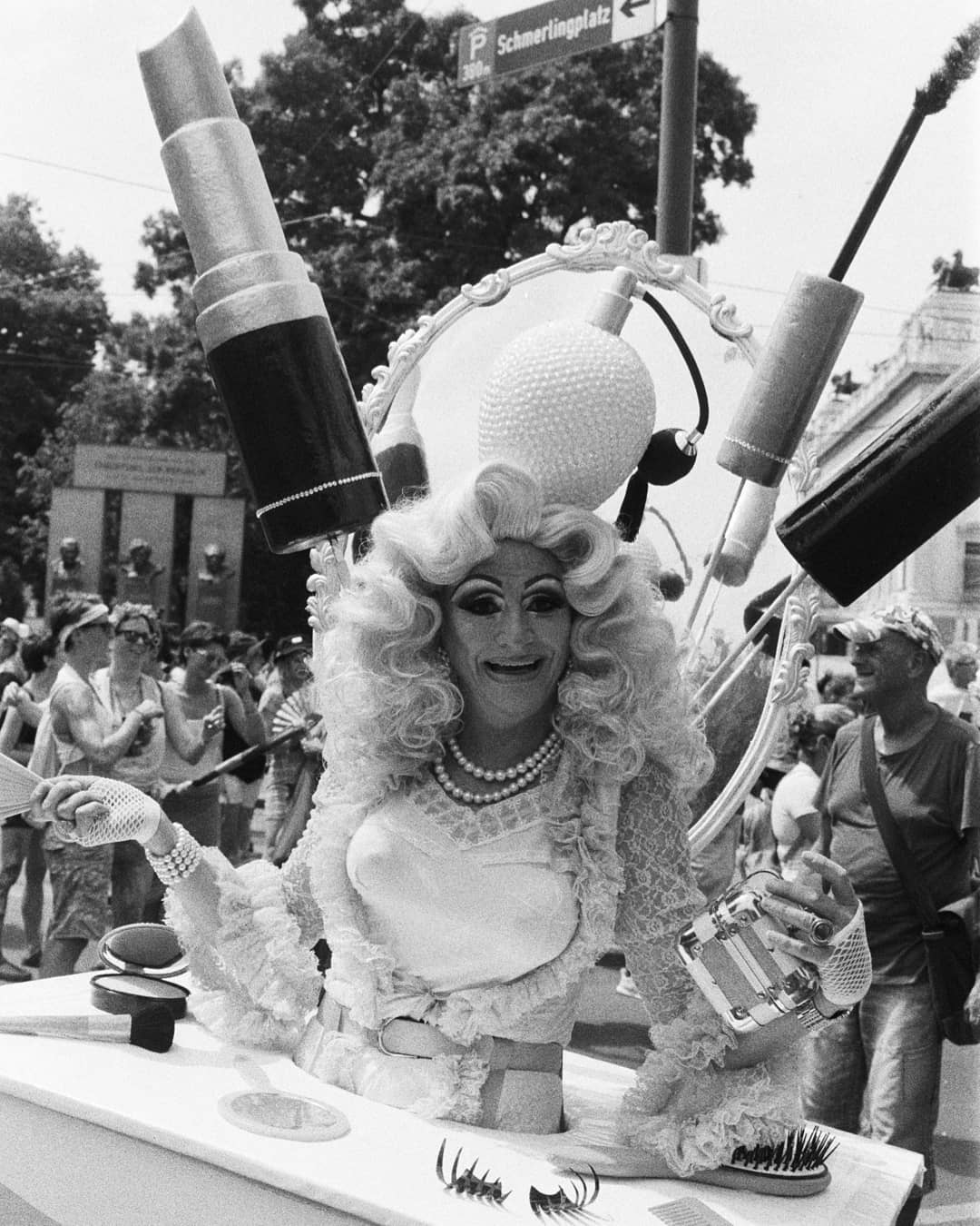  alxhanphoto Feeling fierce and looking forward to Pride celebrations making a return! Here's a shot from World Pride, Vienna 2019. #ilfordphoto #ilfordhp5 #filmphotography #lgbt #pride #blackandwhite #35mmphotography #filmisnotdead #drag #dragqueen #analogphotography #analoguevibes #filmisalive #35mmfilm #vienna #fridayfavourites #fiercefilm
