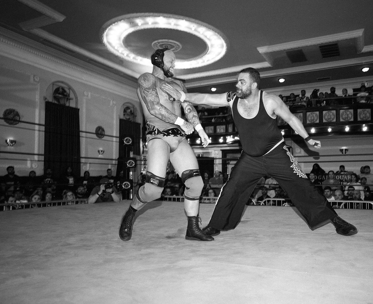 8. Eddie Kingston vs Josh Alexander, 2019. Logan Square Auditorium, Chicago, Ilford Hp5 @ 400. Mamiya 7ii/43mm lens w/ flash. Ilfotec HC.