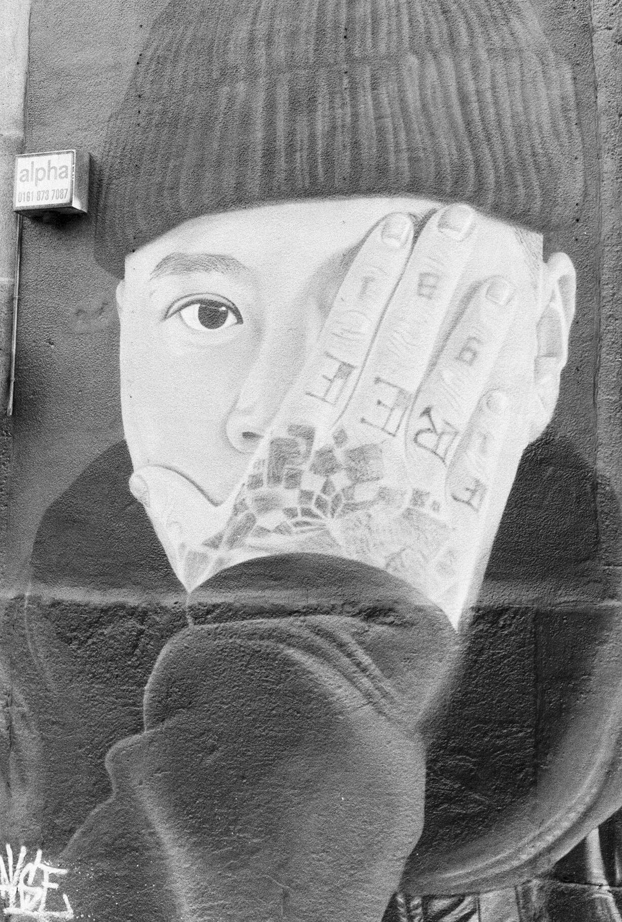 5. Stevenson Square mural (@akse_p19), Northern Quarter – Kentmere 400, Pentax ME