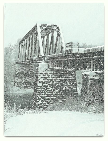 17. Abandoned railway bridge during snow storm. 35 f1,4, 1/250 at f8-f11
