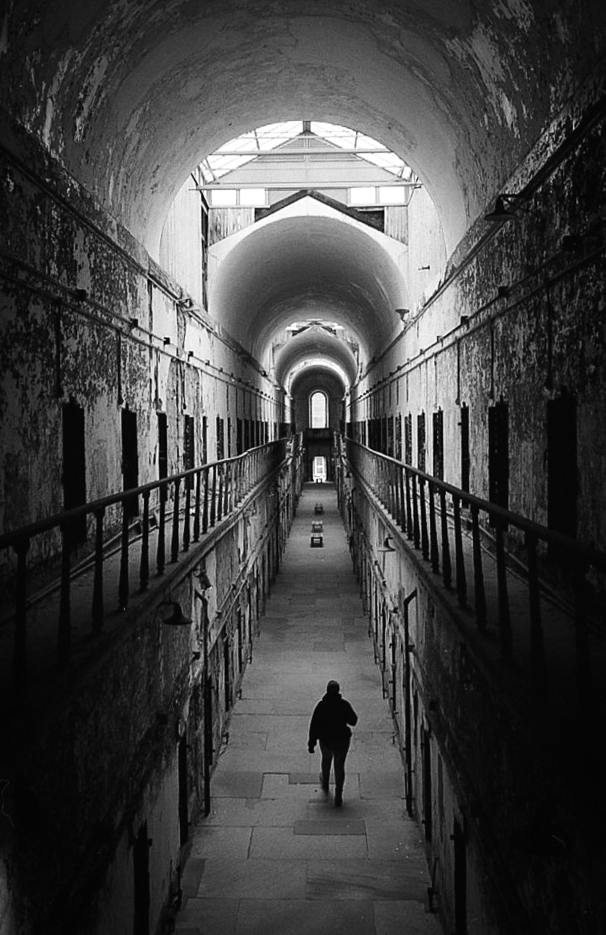 Cell Block 7 is probably the most photographed spot in the prison. The light, arches, and leading lines make it nearly impossible to pass up this photo opportunity. I waited for a person to pass under me to take the photo. Adding the human element I felt helped to tell the story and give a sense of perspective.