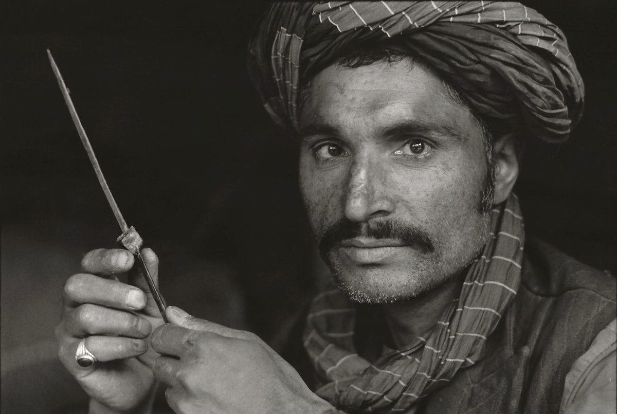 Black and white portrait of a man from Afghanistan