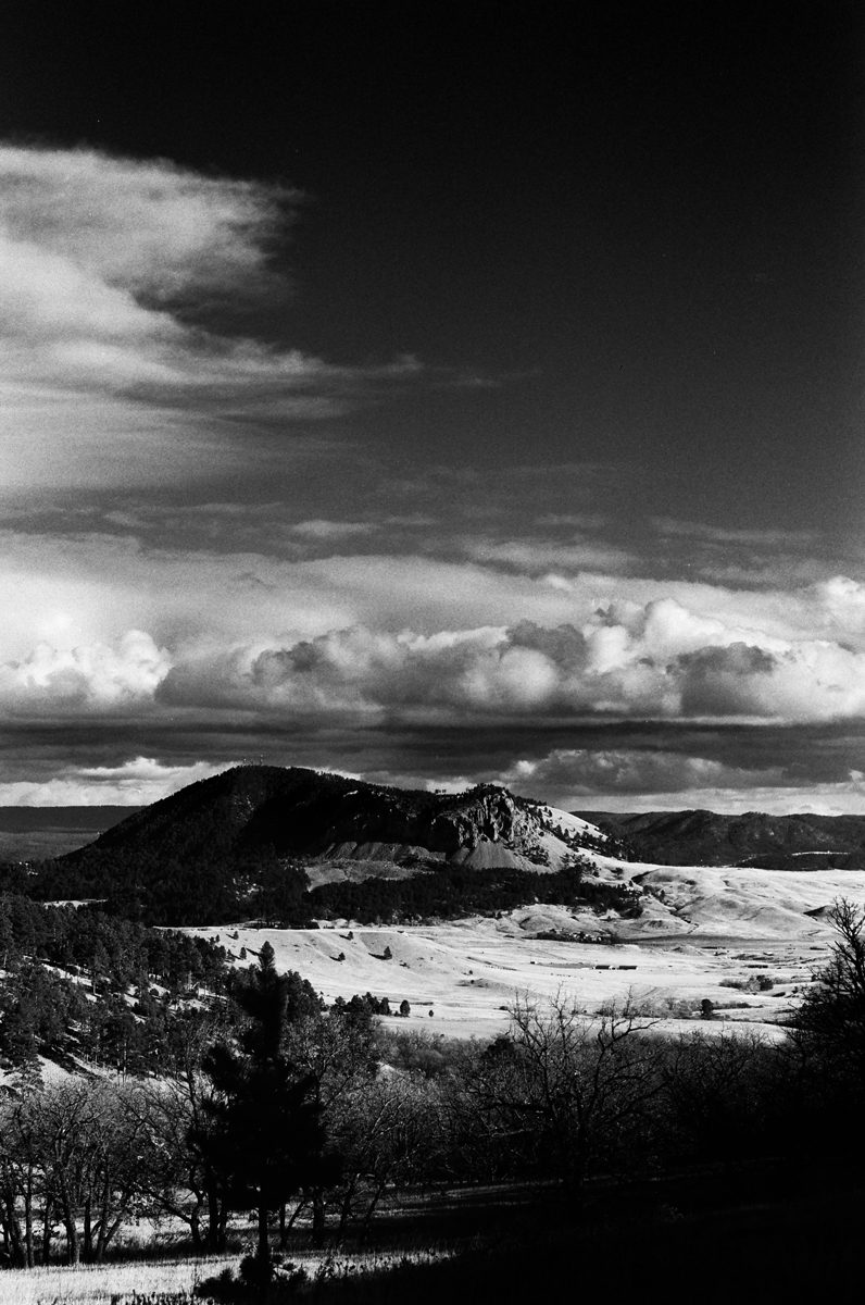 Black and white high contrast image of landscape