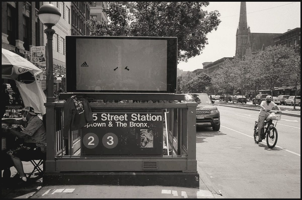 black and white photo of the subway