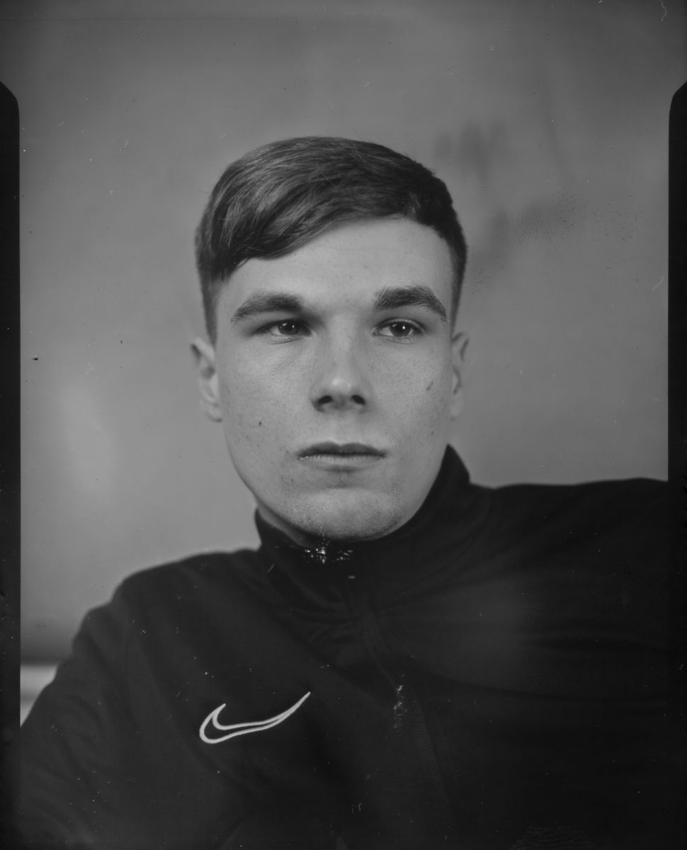 Black and white portrait of a young man
