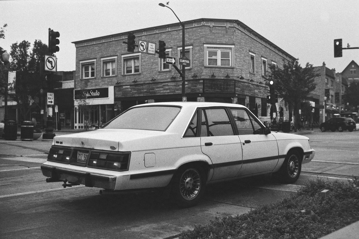 Black and white photo of a car