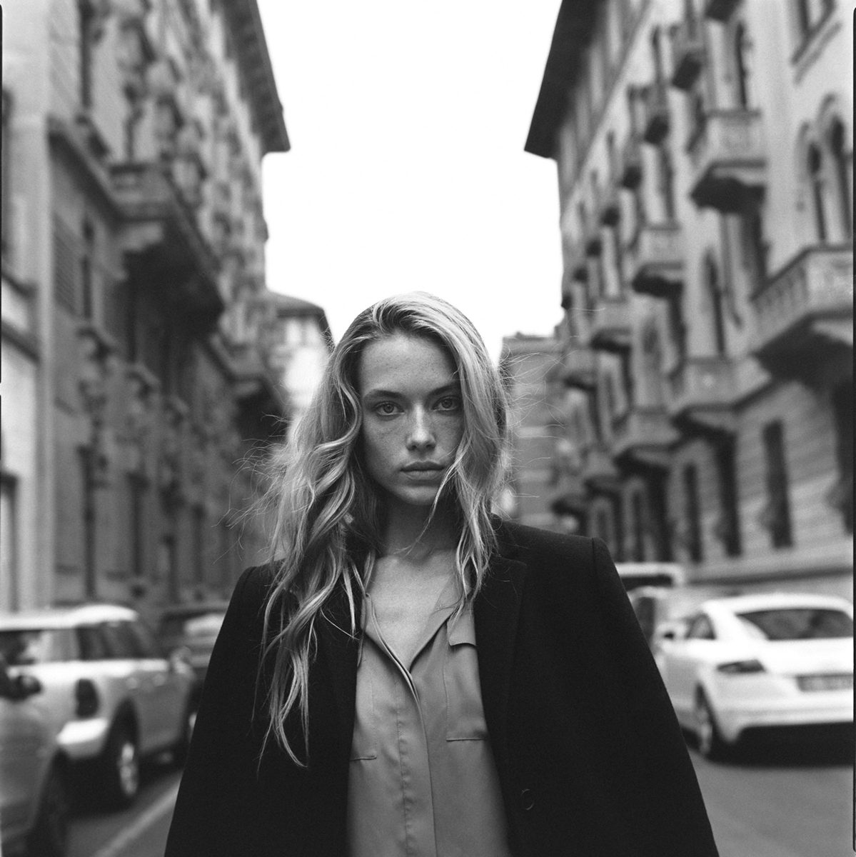 Portrait of a woman in a street