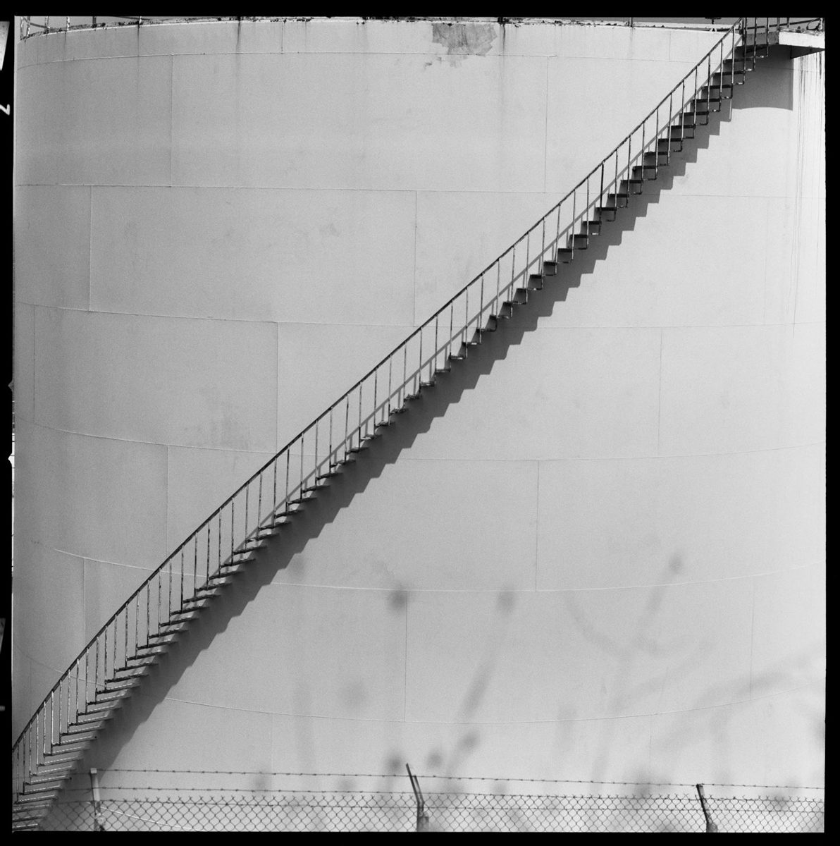 Black and white photo of stairs/ladder 