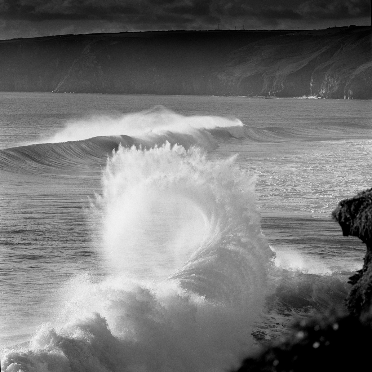 Large wave crashing in the ocean