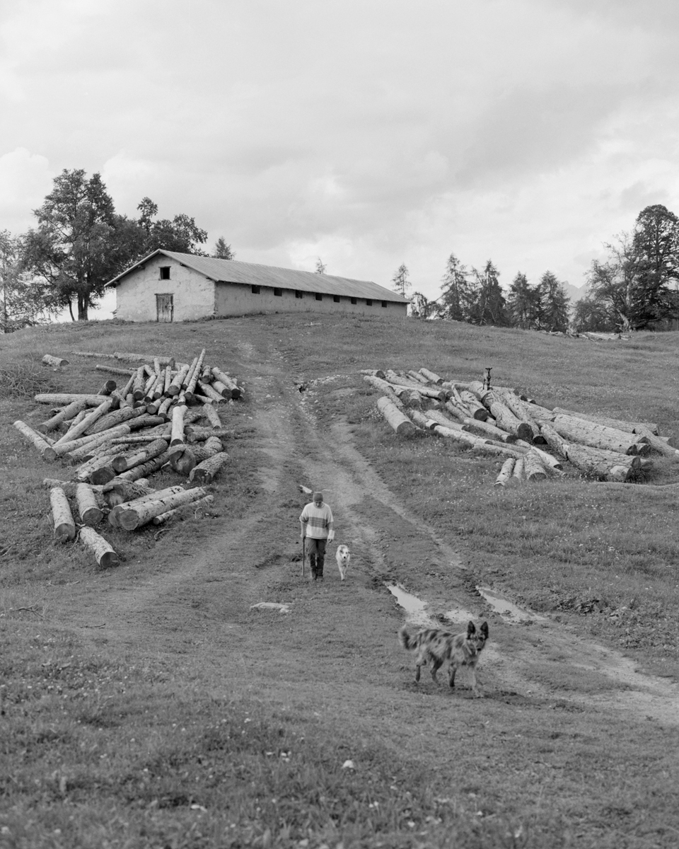 Man walking down a hill