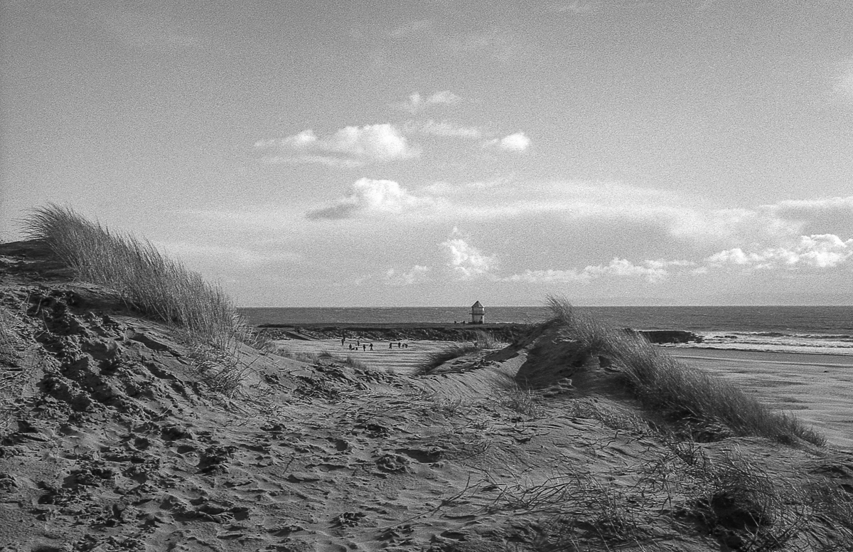 Landscape black and white photo of the beach