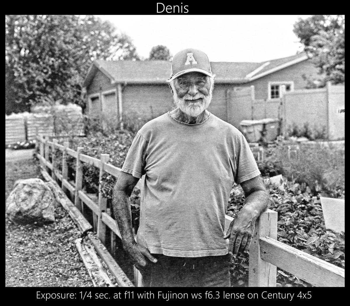 Black and white portrait in a garden