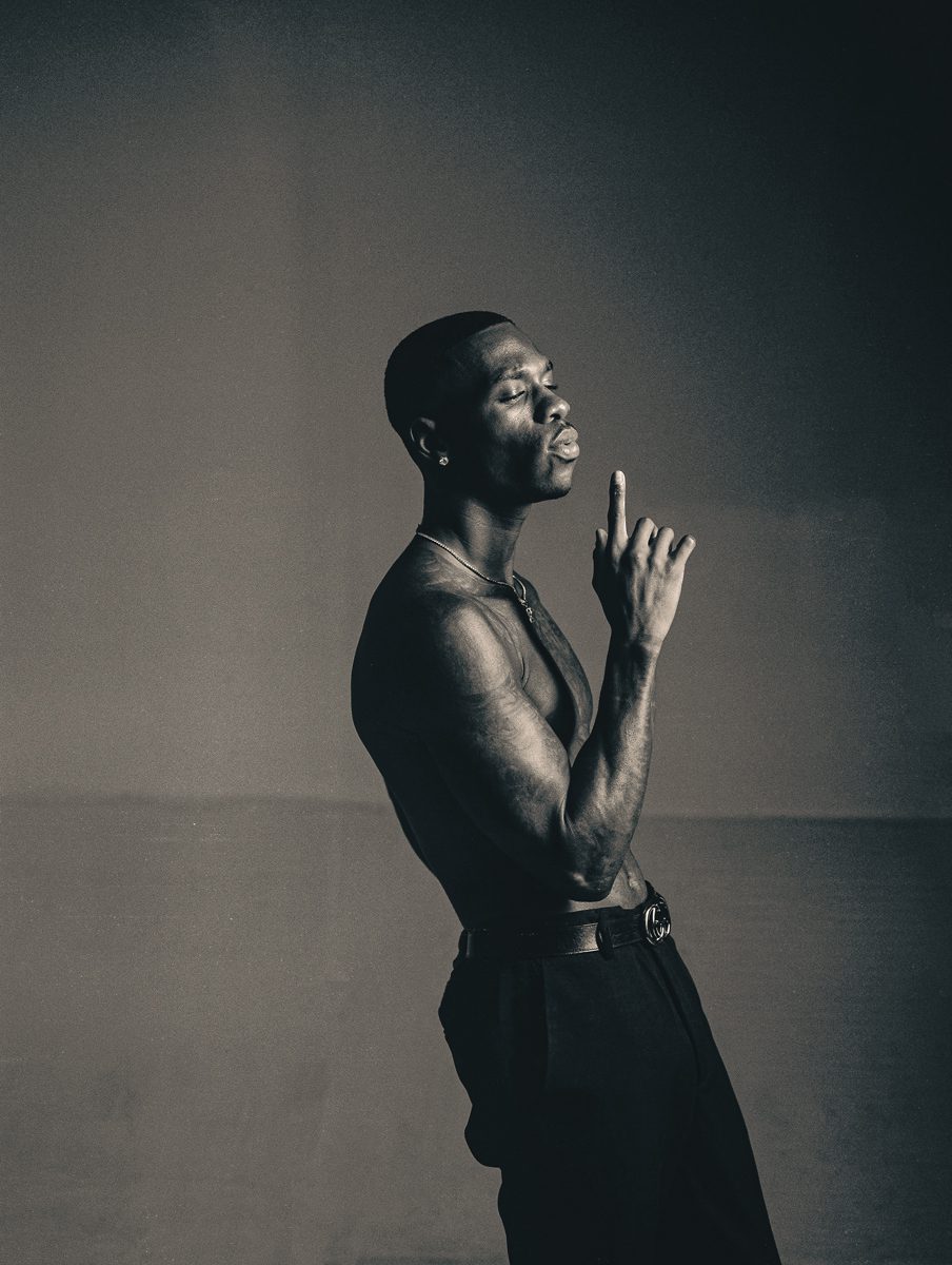 Black and white portrait of a black man