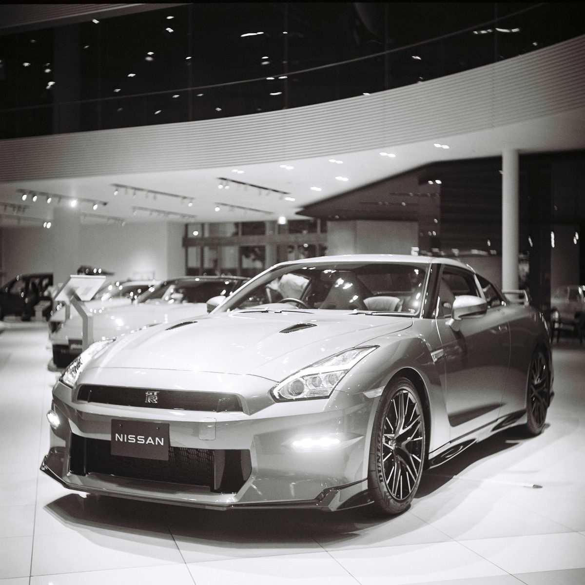 Black and white picture of a car