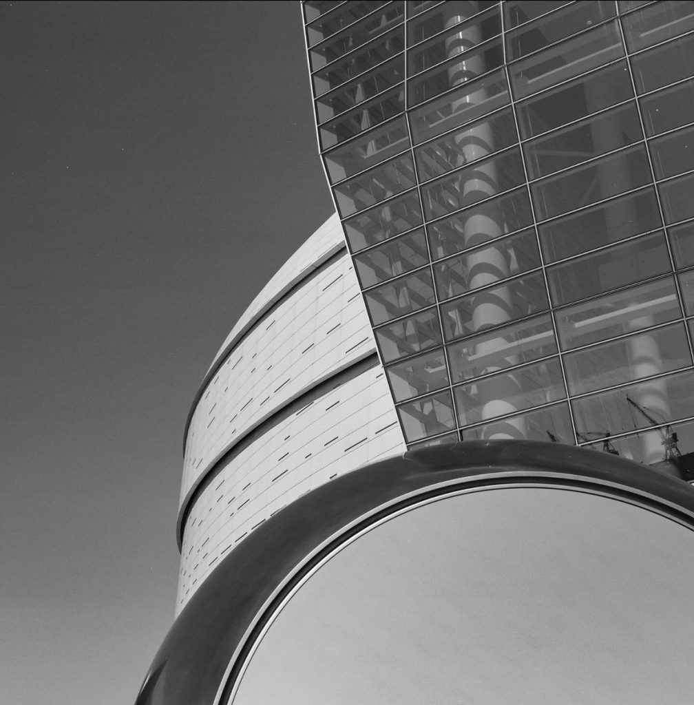 Black and white picture of a building