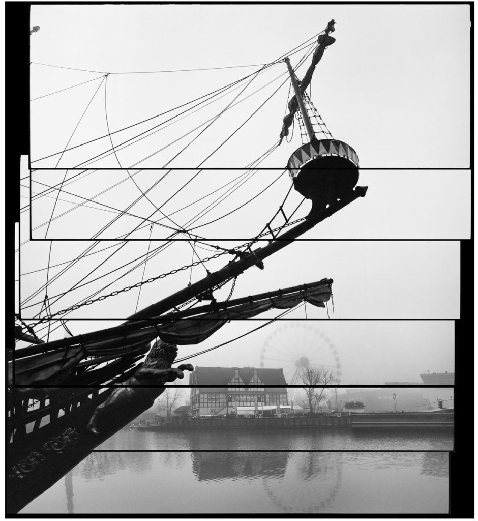 Black and white ship