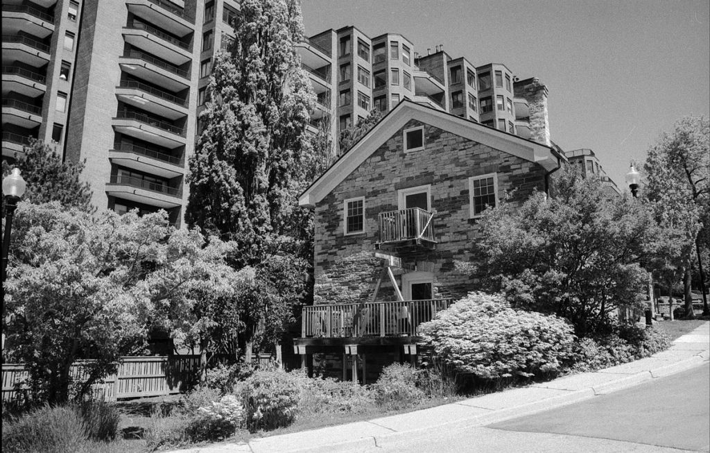 Black and white picture of a house