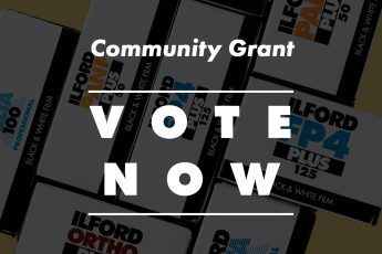 Banner with CTA asking people to vote now for next community grant winner