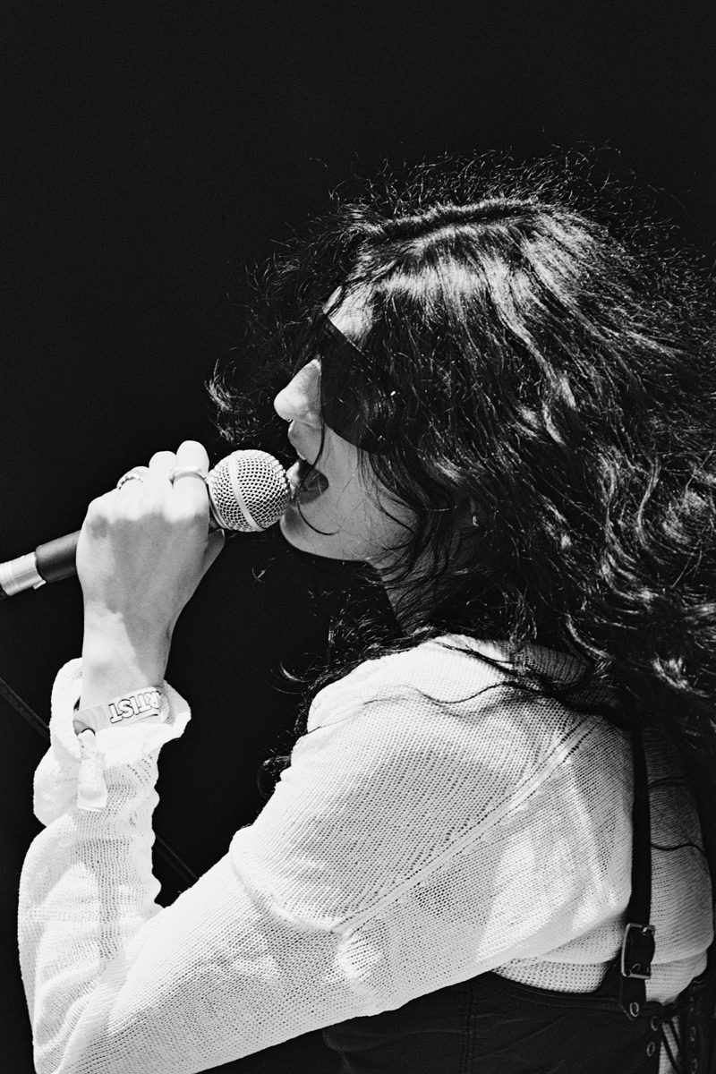 Lucia shot by Elliot Hetherton at TRNSMNT festival on ILFORD XP2S black and white film