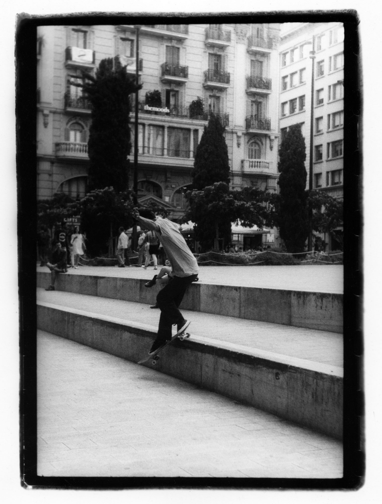 Dani-Millan-Backside-Smith-Grind-Barcelona Shot by Rafael Gonzles on ILFORD HP5 PLUS for Skate Thru the city