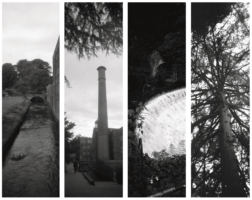 Black and white panoramic images of Quarry Bank shot by Kieran Collings on expired Kentmere 400 film